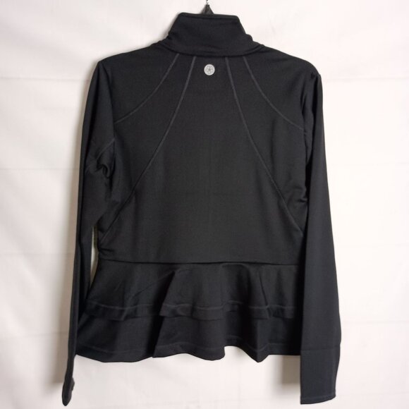 Isabella Activewear Women’s Black Full Zip Jacket Size M Ruffle Hem NWT - Picture 4 of 8
